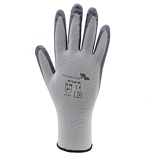 6 Paar FOURSCOM Arbeitshandschuhe Nylonhandschuhe Gr.7-12 EN388/4121 Größe 9 - 4