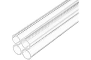 Rebower Tubo Rígido de Plástico Transparente 10" (Pulgadas) 10mm x 14mm (3/8" x 9/16") Tubo Acrílico Redondo de Policarbonato [para Fontanería Hidráulica Acuario Diy] - 4 Piezas
