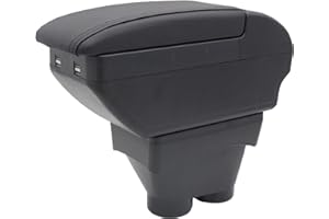 KAERGK Accoudoir pour console centrale 208 2013-2018, boîte de rangement avec porte-gobelet, accessoires d'accoudoir double couche, noir (4 USB noirs avec filetage noir)