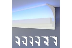HEXIMO LED Stuckleisten 2in1, indirekte Beleuchtung Deckenleisten XPS Styropor Deckenstuck Styroporleisten für Decken (20,4 Meter HLED 5)