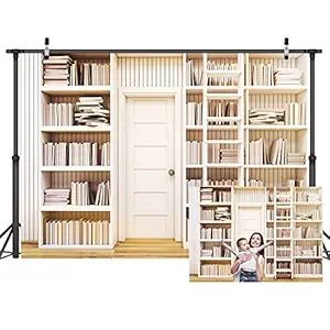 LYWYGG 7X5FT Office Bookshelf Library Background Bookshelves Video Backdrop Bookshelf Photography Studio Props CP-260