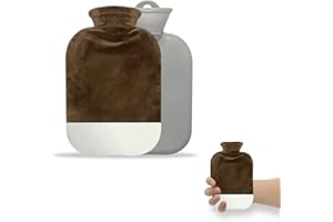 WEIQILE Miniatur Wärmflasche mit Bezug, Wärmflasche Bezug Abnehmbar, Waschbarer Flaschenbezug, Wärmbeutel für Warm und Bequem (Brown, 500ML)