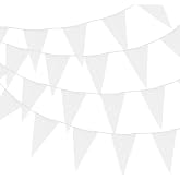 QUARKZMAN 30M/50ft Hanging White Bunting Garland 30 Pieces | Triangle Bunting for Outdoor Garden Wedding Birthday Party