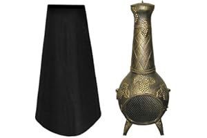 CLVEDU Chimenea Cover 122cm Outdoor Patio Chimenea Cover Waterproof Black Garden Heater Rain Sun UV Protector with Storage Bag