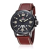 Naviforce Herren Uhr Analog Quarz mit Leder Armband 9113