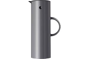 ‎STELTON Stelton Isolierkanne EM77 - Doppelwandige Isolierkanne für heiße/kalte Getränke - Tee- & Kaffeekanne mit Glaseinsatz, Magnetverschluss, Schraubdeckel, Vintage-Design - 1 Liter, Granitgrau