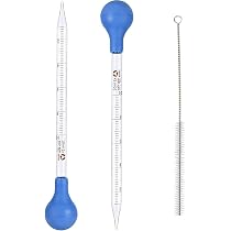 Produktbild von 3er Set Glaspipetten 3 Ml Mit Silikonkappen Und Reinigungsbürste – Bleifrei, Korrosionsbeständig, Für Labor, Schule & Lebensmittelkunde