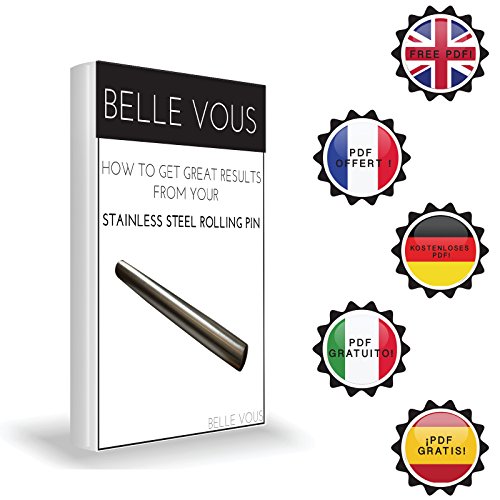 40cm Edelstahl Nudelholz von Belle Vous – Zum Backen, Glasieren, zum Dekorieren von Kuchen, Gebäck, Brot & Süßem – Antihaftbeschichtet & Spülmaschinenfest – Unentbehrliche Hilfe für Ihre Küche - 7