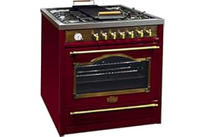 Kaiser Empire HGE 93555 RotEm/Retro Gas Elektro Standherd 90cm/ Range Cooker/ 115L / Herd mit Gas Kochfeld/ 4,5 Kw WOK/Elektro Backofen /8 Funktionen/Selbstreinigung/Drehspieß/Erdgas/Flüssiggas