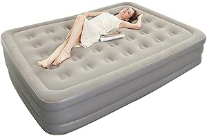 Vusoset King Size Inflatable Mattress - Electric Pump, Self-Inflating, Comfortable Air Bed for Home, Camping, and Travel, 203x152x46cm (Double)