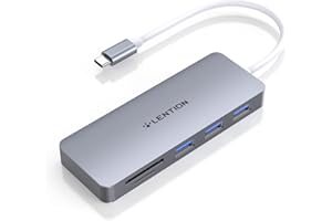 LENTION Hub USB C con 3 USB 3.0 y Lector de Tarjeta SD/Micro SD para MacBook Pro 2023-2016, Nuevo Mac Air/iPad Pro/Surface, etc, Adaptador Tipo C con Stable Driver Certificado (CB-C15, Gris Espacial)