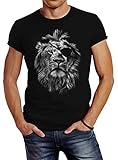 cooles Herren T-Shirt mit Löwen-Kopf Augenklappe Print Design der Marke Neverless
