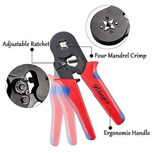 Blingco 0.25-6.0mm² Selbstjustierende Draht-Ferrule Crimpzange Set, Abisolierzange Automatisches Crimpwerkzeug für isolierte, unisolierte Drahtseil-Ratschenkabelschuhe - 3
