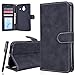 Produktbild WE LOVE CASE Microsoft Lumia 640 XL Hülle Schwarz Schutzhülle Microsoft Lumia 640 XL Lederhülle Retro Style Matte Texture Muster Tasche Handytasche Backcover Stoßfest Protective Bumper Case Cover Brieftasche Magnetverschluss Flip Bookstyle Standfunktion Protective