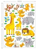 ufengke® Glücklich Zoo Schönen Tiere Affen Bären Flusspferde und Elefanten Löwen Kängurus Wandsticker,Kinderzimmer Babyzimmer Entfernbare Wandtattoos Wandbilder - 4