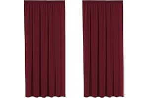 H.VERSAILTEX Blackout Burgundy Curtains Pair Thermal Insulated Room Darkening Drapes/ Panels Pencil Pleat Privacy Assured Curtain Drapes for Bedroom, 2-Pack, 66" Width x 54" Drop