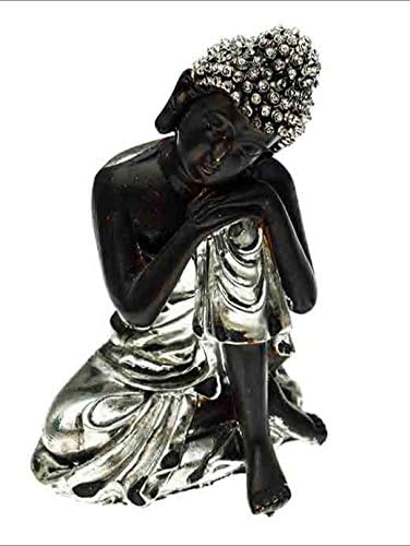 Tibetan Buddha Figure 9.5cm Cast Statue Ornament Silver Colour