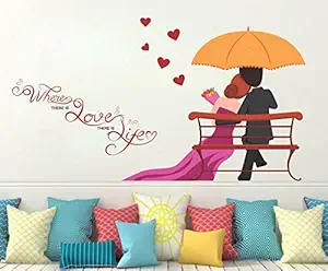 Wallstick Love Couples with Quotes Wall Sticker (Vinyl, 49 cm x 4 cm x 4 cm) (57-2734)