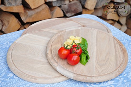 8 x Pizzabretter, Flammkuchen Servierbrett, Holzbrett rund, PREMIUM-QUALITÄT, groß Holz,mit umlaufender Rille – Ölrille / Saftrille -, je 4 Stück ca. 25/28 cm, als Bruschetta-Pita-Döner-Naan-Roti-Ciabatta-Langos-Chubz-Servierbretter, Schneidebrett Schneidebrettchen, Frühstücksbrettchen,Anrichtebretter, Brotzeitbretter, Steakteller schinkenbrett rustikal, Schinkenteller von BTV - 3