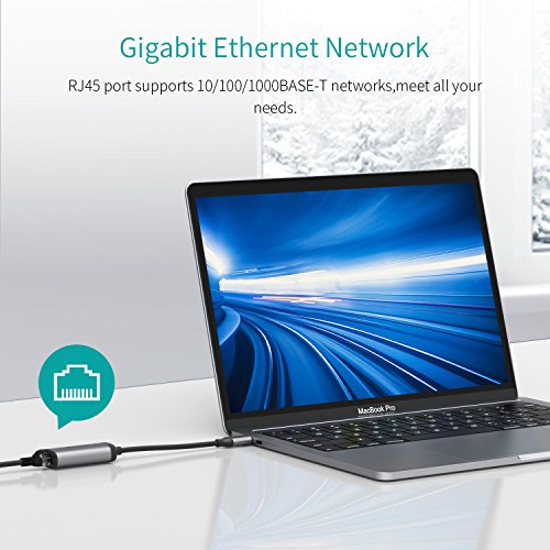 EgoIggo USB C Ethernet Adaptador GM40L USB C a Gigabit Ethernet Aluminio Tipo C a RJ45 10 100 1000 bit para MacBook Pro 2017 2016  Google ChromeBook Pixel