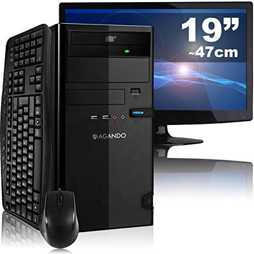 Leises Einsteiger PC-Komplettpaket AGANDO campo 4330x4 | AMD FX-4300 4x 3.8GHz | 4GB RAM | ATI Radeon HD3000 512MB | 500GB HDD | DVD-RW | Gigabit-LAN | 7.1 Sound | 47cm (19") TFT | Tastatur | Maus | 36 Monate Garantie