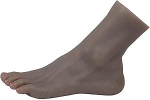 Vnmcry Silikon Füße Modell Realistische Lebensgröße Weiche Damen & Herren Mannequin für Schuhanzeige, Socke & Schmuck Display Fußfetisch (Weiblicher Linker Fuß 21,5 cm 36 EU, Dunkelschwarz)