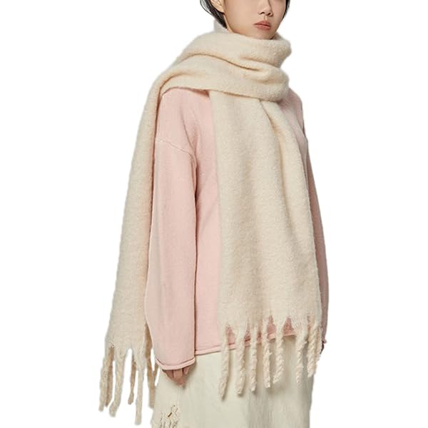 Sciarpa invernale da donna a quadri - Sciarpa oversize lavorata a maglia con frange, quadrata, calda e morbida, sciarpa poncho con motivo a righe