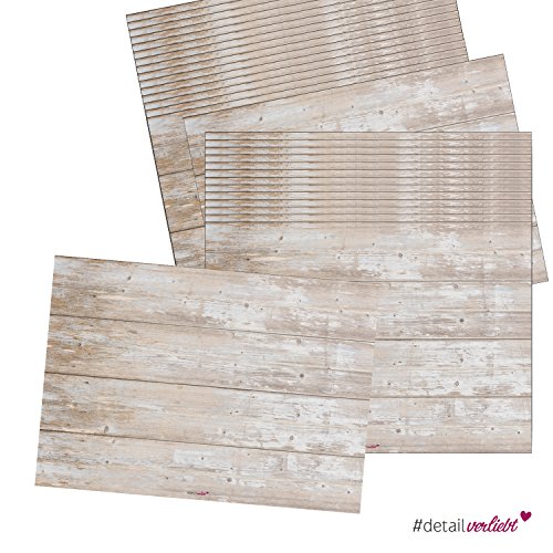 Papier-Tischset „Holz hell“,“used-look“, „shabby-chic“, in DIN A3, dv_121 – Ideal als Unterlage für Teller, Besteck und Gläser | Tisch Tischset Tischdecke Platzmatte Platz Esstisch Menü Essen Dinner #detailverliebt - 2