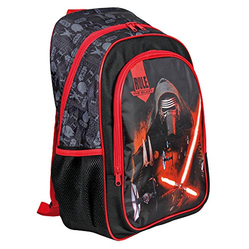 Sac à dos pour Enfants Star Wars - Cartable scolaire avec poche avant Kylo Ren - Sac d'école pour le jardin d'enfants - Noir - 41x27x14 cm - Perletti
