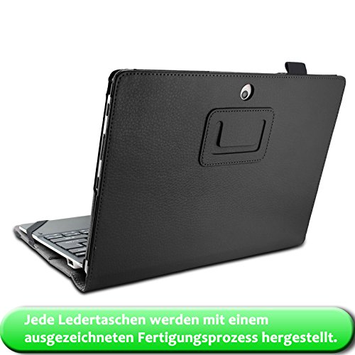 Infiland Acer Aspire Switch 10 E Pro7 SW3-013 Hülle Case -Slim Fit Folio PU-lederne dünne Kunstleder Schutzhülle Cover Tasche für Acer Aspire Switch 10 E (10,1 Zoll) Notebook (mit Auto Schlaf / Wach Funktion, Tablet und Tastatur sind nicht entgehaltet)(Schwarz) - 6