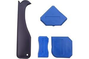 Houdao 4 Piezas Espatula para Silicona 3 en 1 Rascador Juntas Azulejos Profesional Aplicador Silicona para Cocina Baño de Piso