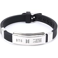 Yellow Chimes Kpop BTS Exquisite Signature Printing Stainless Steel Silicon Wristband Unisex Bracelet for Girls and Boys…