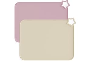 Moonkie manteles de Silicona para bebé, esteras de Alimentos portátiles Resistentes a Las Manchas antideslizpara niños pequeños con 2 Paquetes