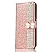 Produktbild 3D Butterfly Bling Glitter Glitzer Diamond Musterg Ledertasche Slim Retro Bookstyle mit Standfunktion Karteneinschub Magnetverschluss Flip Wallet Hülle Schutzhülle für Samsung Galaxy A6 2018