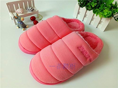 Cotton slippers couple home autumn and winter warm cotton tumbler indoor men and women thick non-slip plush slippers, 40-41 recommended 38-39 feet, watermelon red 2013-07