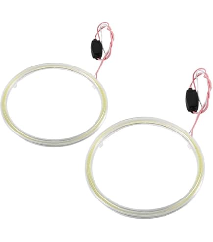 Keenso 1 Pair Car White LED Angel Eyes, LED Headlight Halo Rings COB