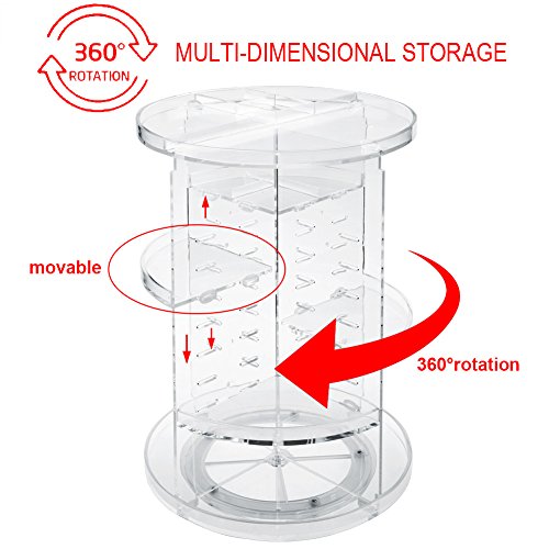 Kosmetik Aufbewahrung ISWEES 360 Grad Drehbarer Make up Organizer Einstellbarer Kosmetikorganizer Multifunktionale Aufbewahrungsbox, Großer Stauraum, 7 Verstellbare Ebenen, Passend für Schminke, Gesichtswasser, Cremes, Kosmetikpinsel und Lippenstifte, Acryl Transparent - 2