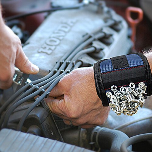 Latinaric Blau 39×5 cm Nylon Abeiter Atmungsaktiv Magnetarmband für Schrauben Nägel Bolzen - 2