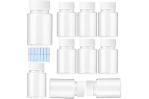 SKYPRO 10 szt. przezroczysta butelka na tabletki plastikowa butelka na leki puste pojemniki na odczynniki z nakrętkami do płynnego stałego proszku na leki z naklejką (100 ml)
