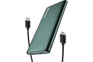 Coolreall Power Bank 10000mAh, Delgado & Ligero Bateria Externa, USB-C Entradas/Salidas (3,0A) y 2 Salidas USB-A (2,4 A) Cargador Portátil Compatible con iPhone, Samsung, Xiaomi, Huawei, iPad etc