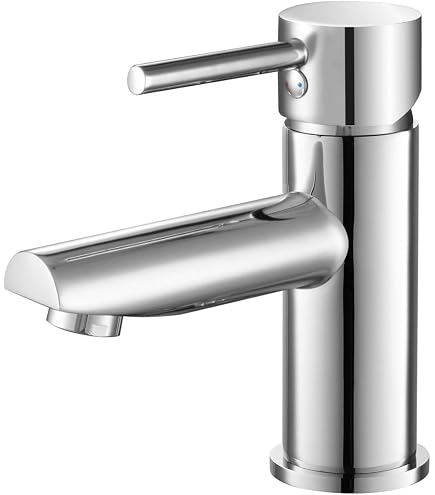 Homevacious Waschtischarmatur Wasserfall Chrome – Einhebel-Monoblock Aus Messing, Mit Pop-up Abfluss | Für 1- Oder 3-Loch Montage