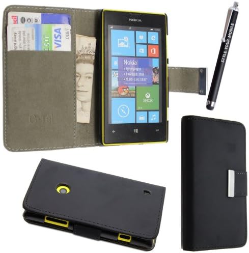 GSDSTYLEYOURMOBILE {TM} NOKIA ASHA 503 BLACK BOOK PU LEATHER MAGNETIC FLIP CASE COVER POUCH + GUARD + STYLUS