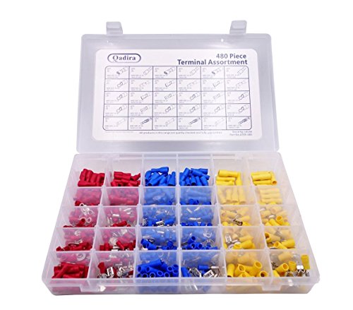 Preisvergleich Produktbild Qadira Diverse Ringkabelschuhe, Flachstecker, 480 Stück, isolierte, elektrische Kabelschuhe