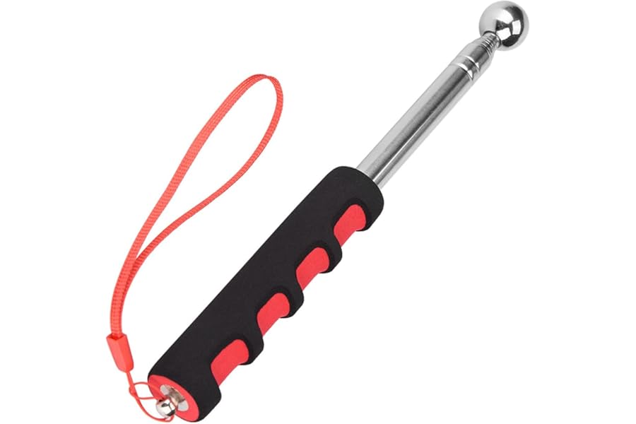 Zhiang Self Defense Stick Retractable, Hollowing Drum Detection Hammer, Red