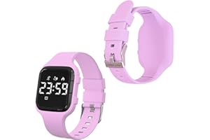 HUYVMAY Non Connectée Podomètre Montres sans App, Montre Rechargeable à Durée de Vie de la Batterie de 20 Jours, Enfants Montres Numériques IP68 Etanche avec 3 Réveils pour Garçons et Filles Enfants