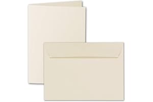 ‎ARTOZ ARTOZ 25x DIN A6 Faltkarten-Set mit Umschlägen - Chamois (Creme) - 105 x 148 mm - gerippte Bastelkarten blanko mit Brief-Umschlägen - 220 g/m²