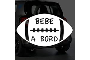 Sticker bébé à bord pour voiture Ballon Rugby 20 cm Blanc - Anakiss