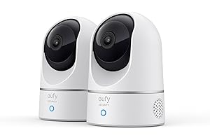 eufy Security IndoorCam Camara vigilancia WiFi Interior, 2-Pack, 2K Pan & Tilt, Reconocimiento de Personas, con Asistente de Voz