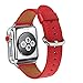 Produktbild WFEAGL Kompatibei mit Armband 38mm 40mm, Top Grain Lederband Ersatzband mit Edelstahl-Verschluss mit für Serie 4/3/2/1, Sport, Edition (38mm 40mm Rot+Silber Adapter)
