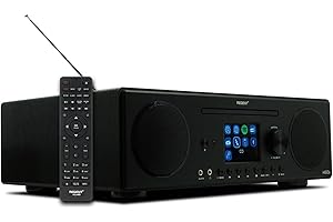‎FERGUSON Głośnik REGENT i450s Spotify Connect DAB+ Radio internetowe Odtwarzacz CD Digital Home Stereo Hi-Fi Bluetooth FM 20, podwójny alarm i pilot Wejście AUX i USB (Czarne)